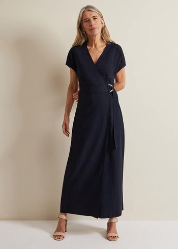 Phase Eight Liv Wrap Dress Navy Australia | QG0832694